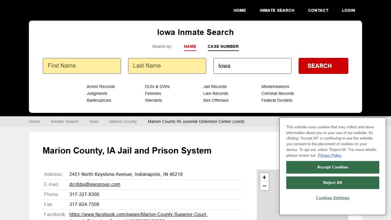 Marion County IN Juvenile Detention Center (coed) Inmate Records Search, Iowa - StateCourts