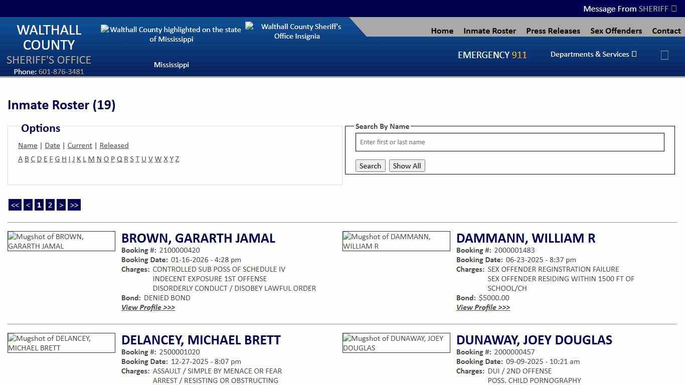 Inmate Roster - Current Inmates - Walthall County MS Sheriff's Office